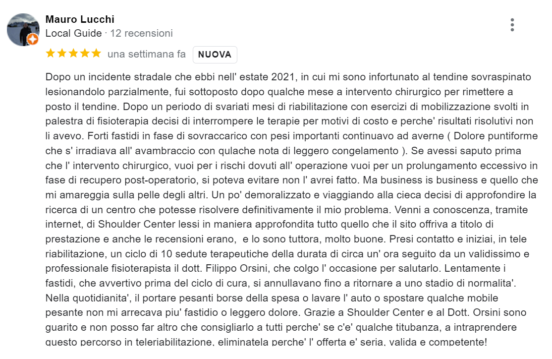 Dolore alla spalla, testimonianza 19