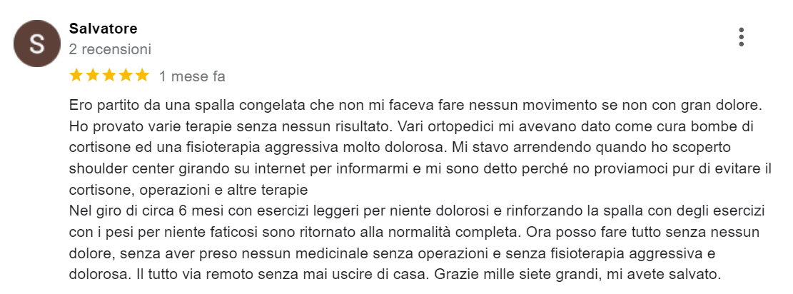 Dolore alla spalla, testimonianza 19